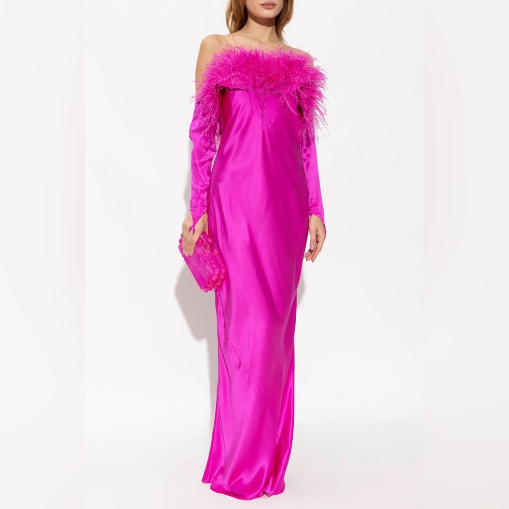 Cult Gaia Terra Feather Gown in Pink Anemone - Picture 5 of 12